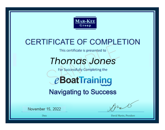 eBoatTraining Certificate of Completion